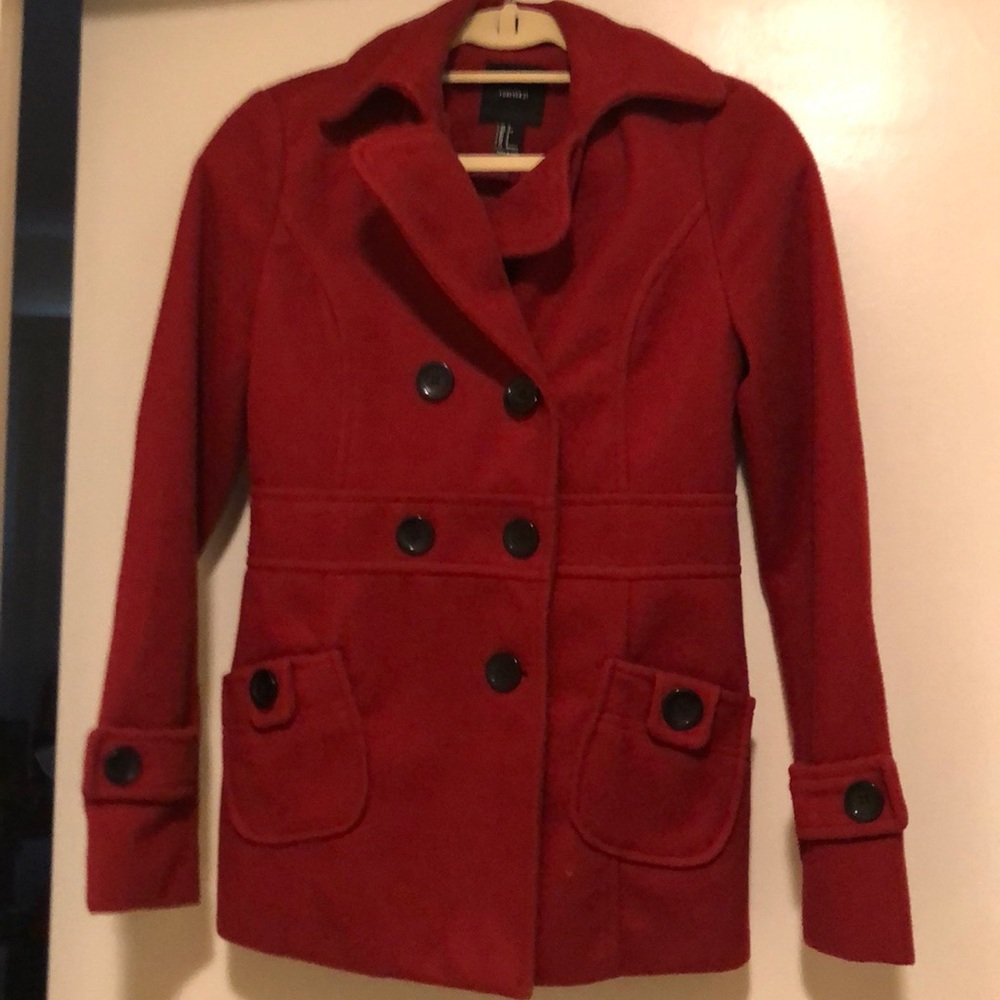 Red Felt Pea Coat